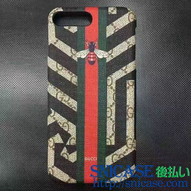 gucci iphone7plusレザーケース プリント