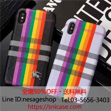 バーバリー iPhoneX/XS ケース 虹色