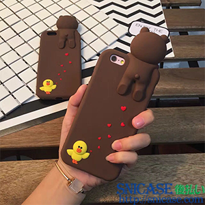 LINE iphone7ケース ブラウン 