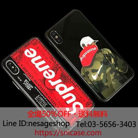 アイフォン Xs ガラス背面ケース Supreme