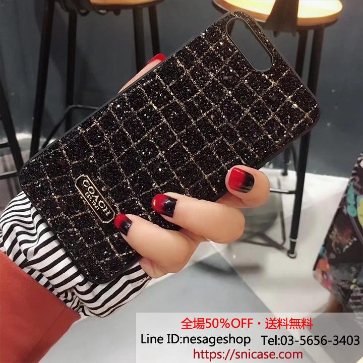 iphoneXケース COACH キラキラ