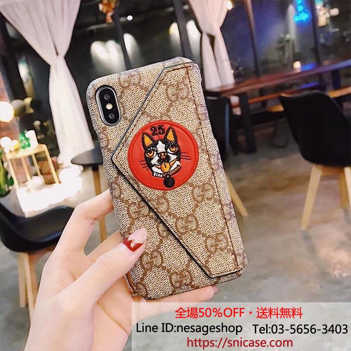GUCCI iphone8犬ケース カード入れ