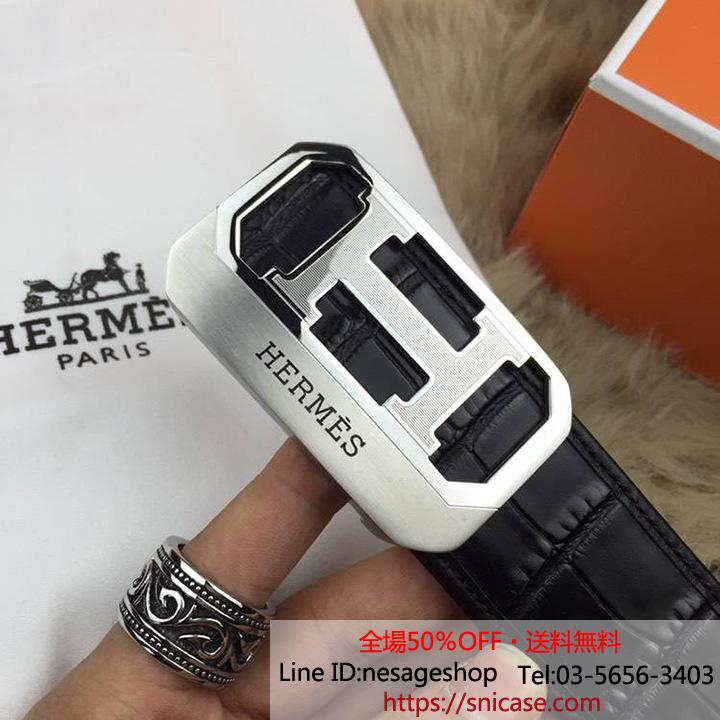 HERMES ベルト クロコダイル柄