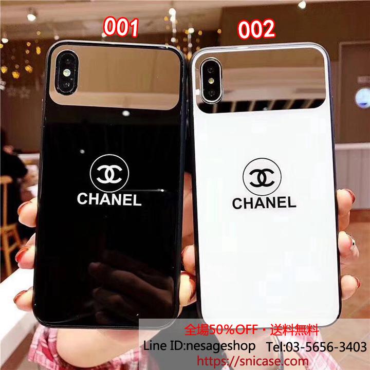 iPhone Xケース 背面ガラス Chanel