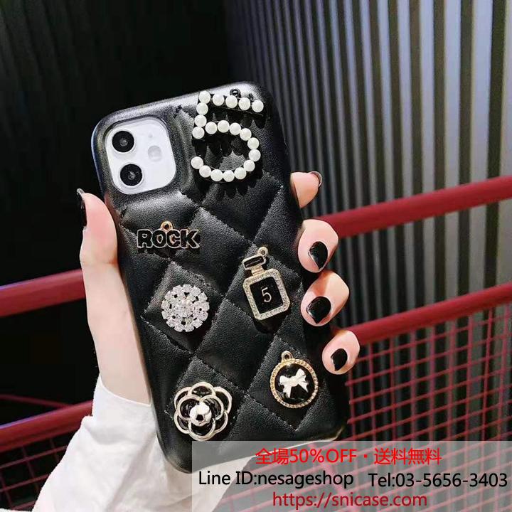 chanel風 iphone11/xsケース デコ